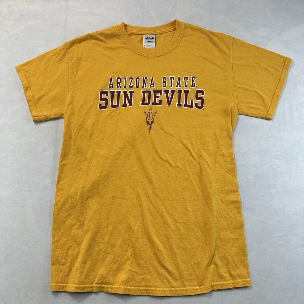 Arizona State Sun Devils T Shirt Mens Medium Yellow NCAA Gildan Heavy Cotton